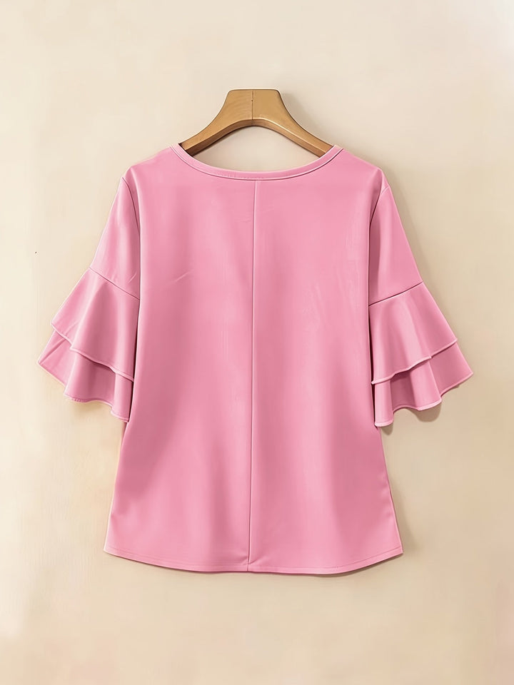 Karen | Blouse met Flared Mouwen en Plissé