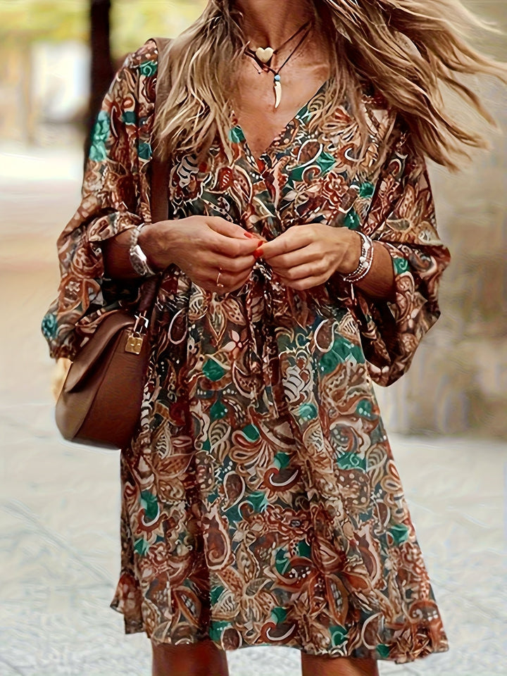 Ramona | Bohemian Print V-Hals Jurk