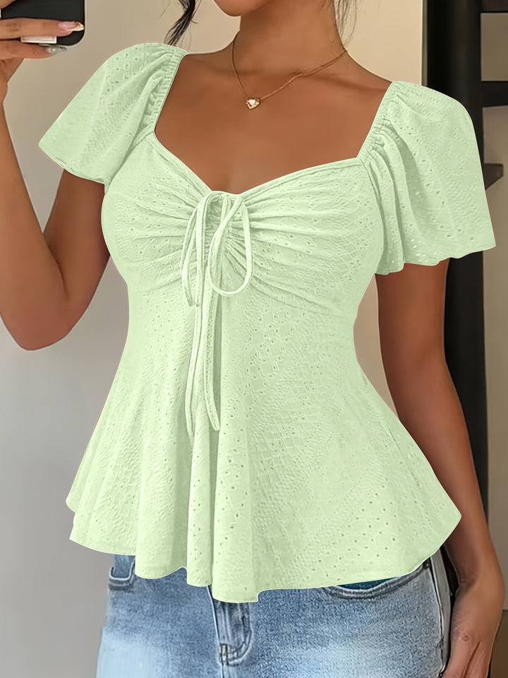 Josephine | Flutter-Mouw Peplum Top