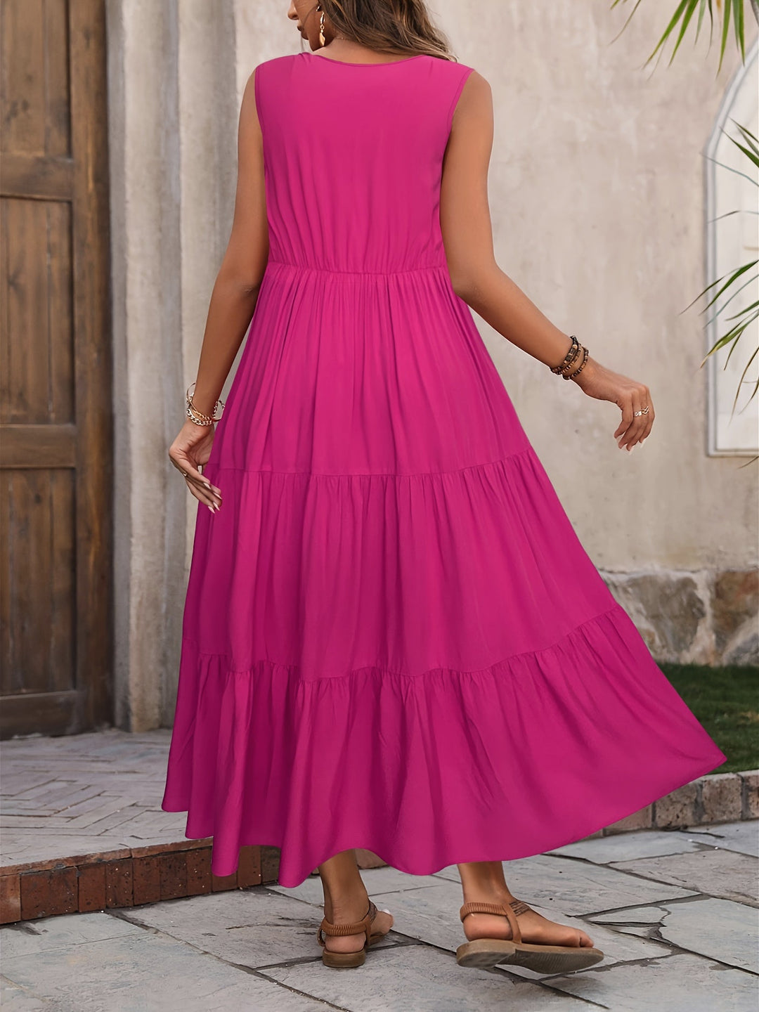 Rosalyn | Laagjes Mouwloze Maxi Jurk
