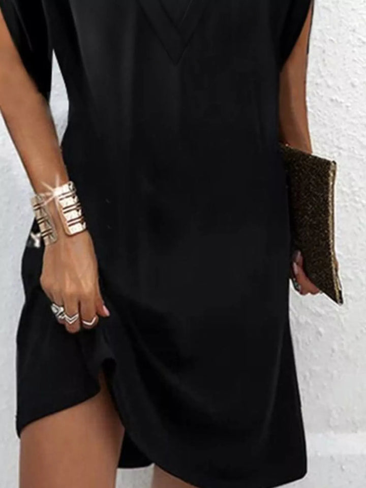 Emery | V-Hals Slit Mouw Mini Jurk