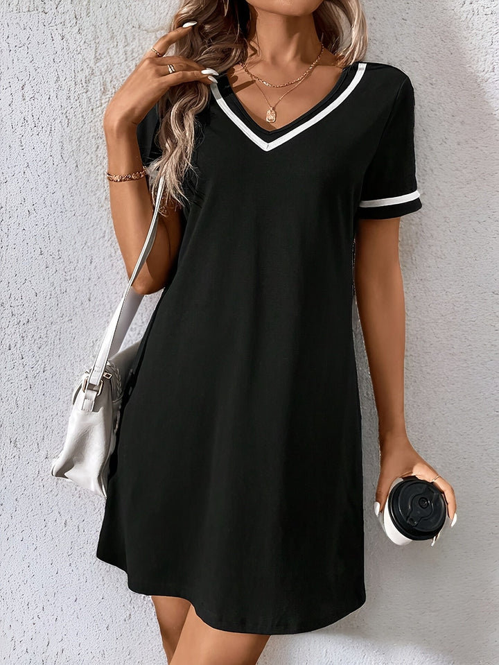 Corinne | V-Hals Kleurblok Shift Jurk