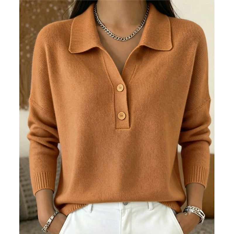 Eliza | Verfijnde Kraag Knop Pullover