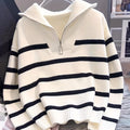 Sabina | Gestreepte Quarter-Zip Trui