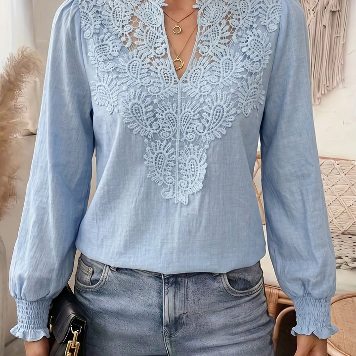 Delia | Geborduurde V-Hals Blouse