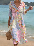 Mindy | Stijlvolle Bloemen Patchwork Jurk
