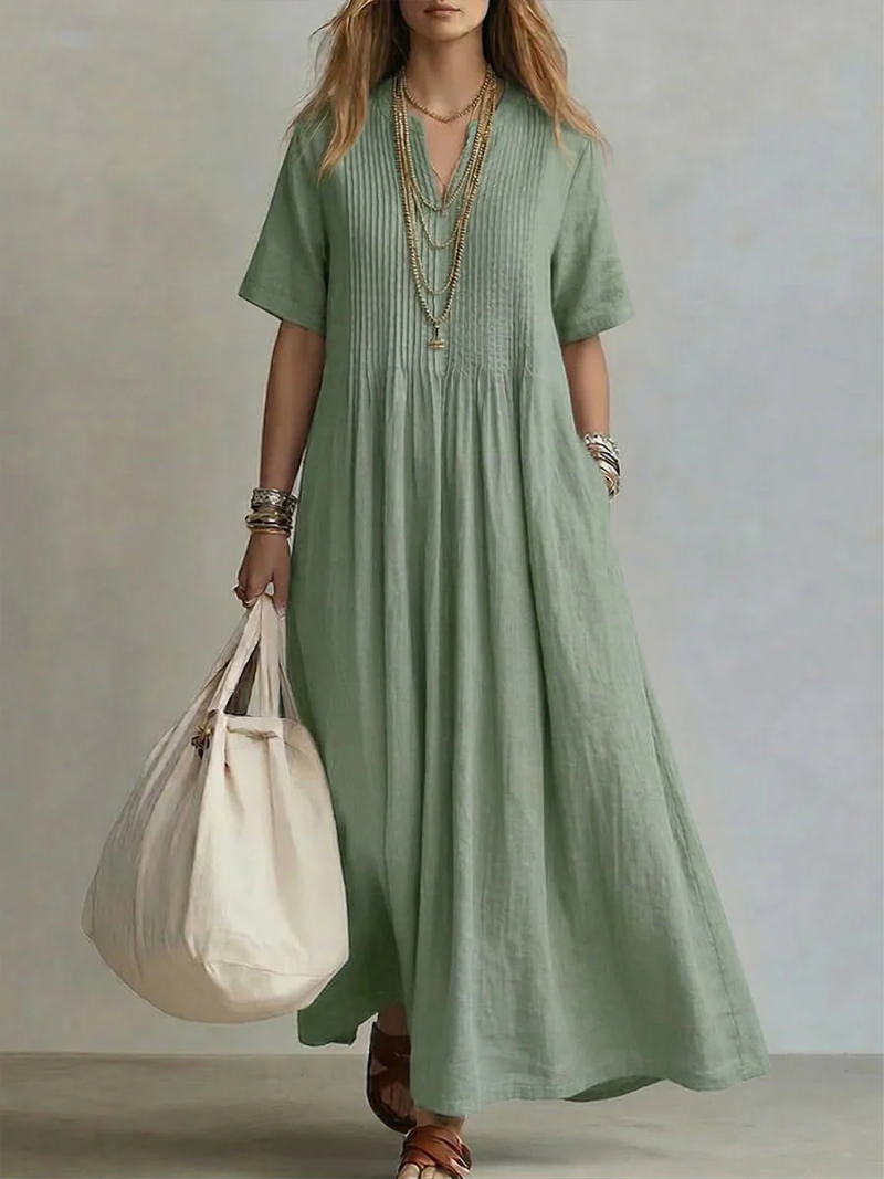 Eleanor | Geplooide Vloeiende Maxi Jurk