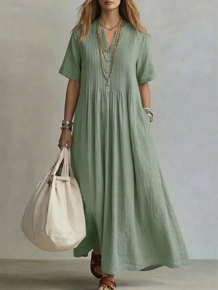 Eleanor | Geplooide Vloeiende Maxi Jurk