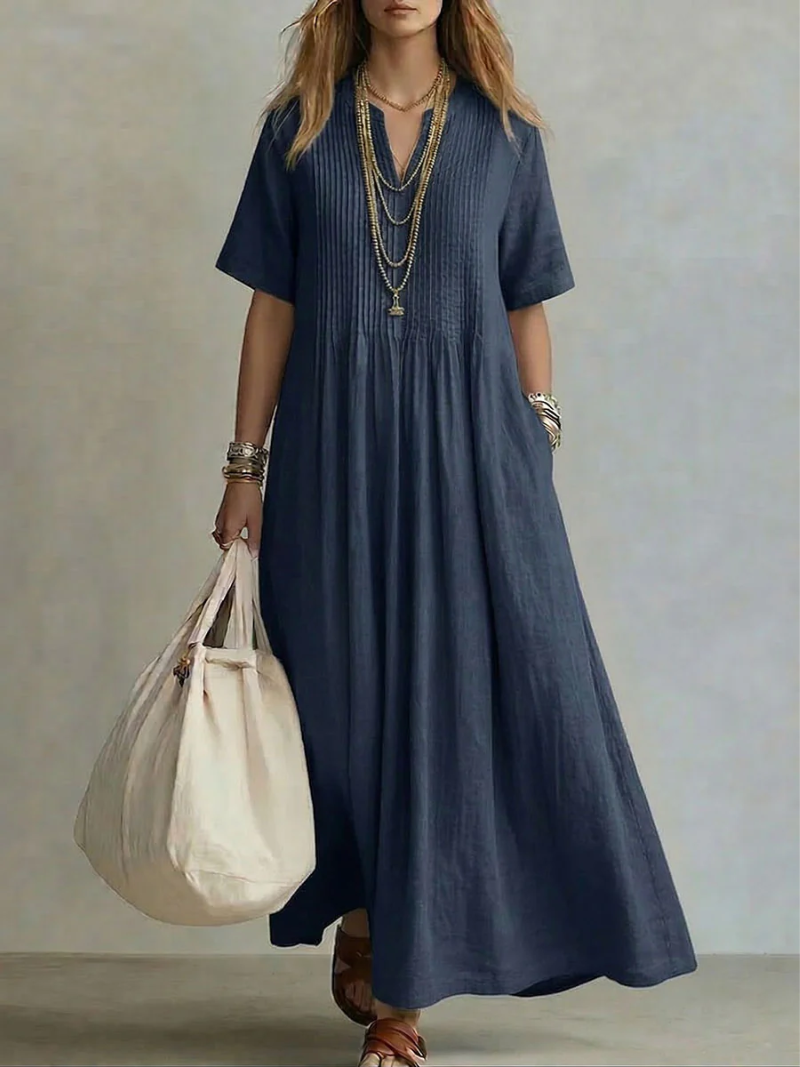 Eleanor | Geplooide Vloeiende Maxi Jurk