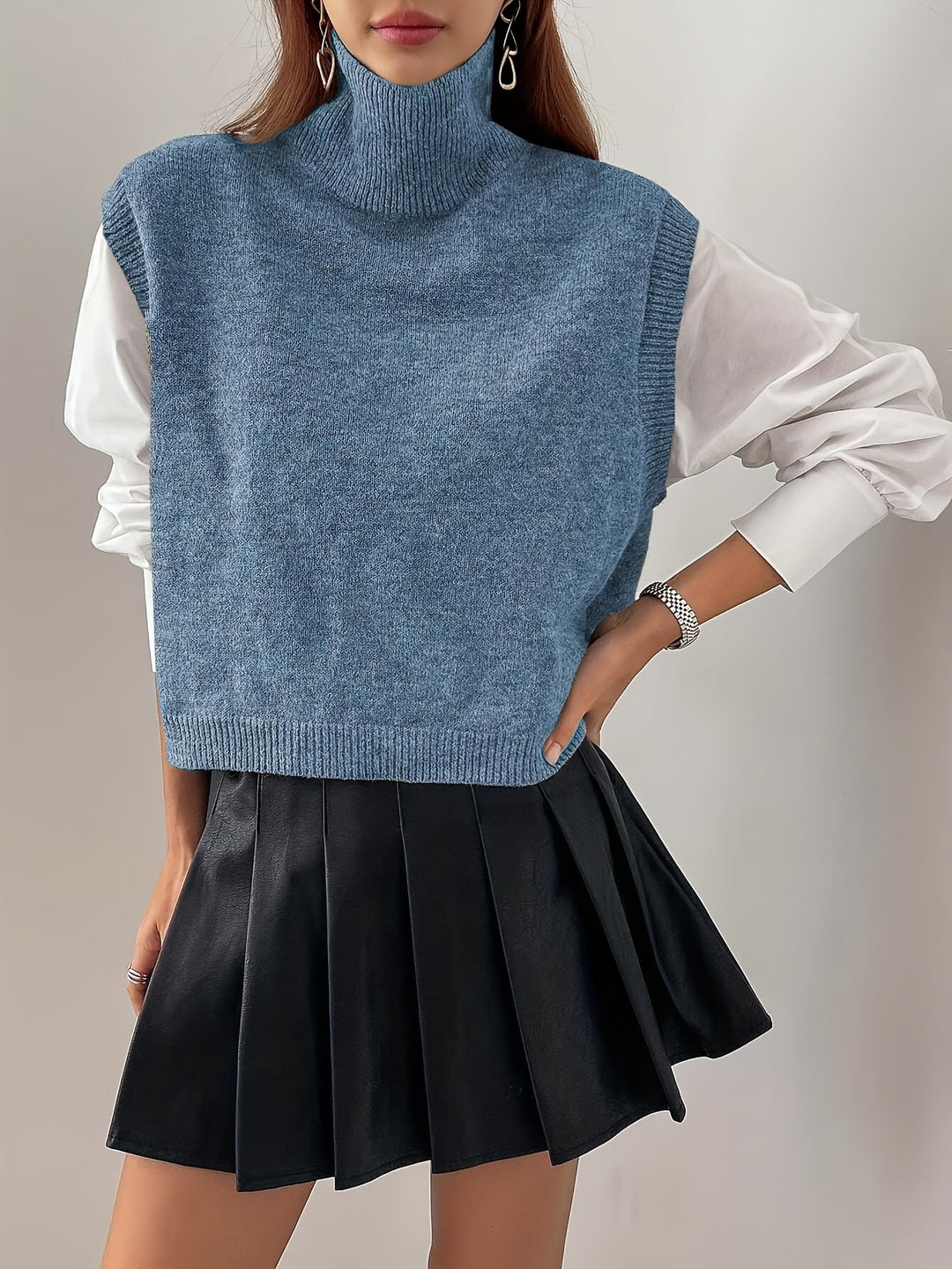 Farrah | Hoge Hals Sweater Vest