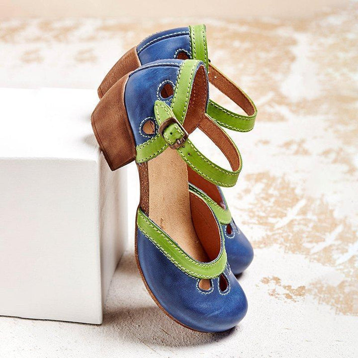Felicity | Comfortabele Lage Hak T-Strap Sandalen