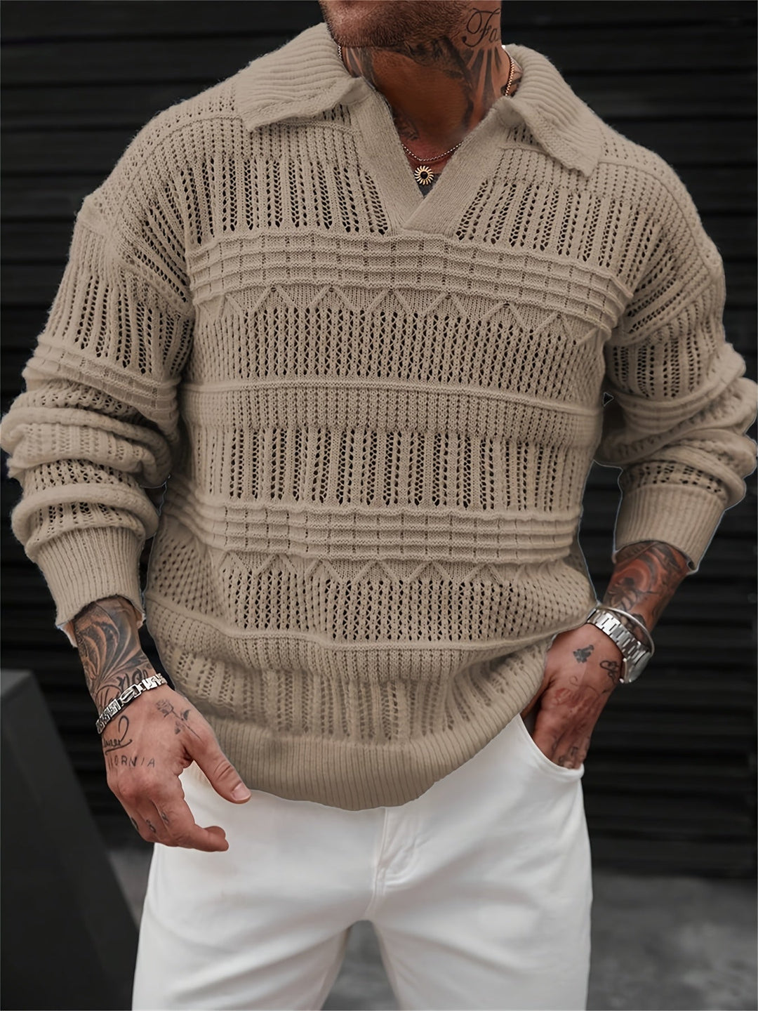 Oscar | Textured Collared Knit Sweater