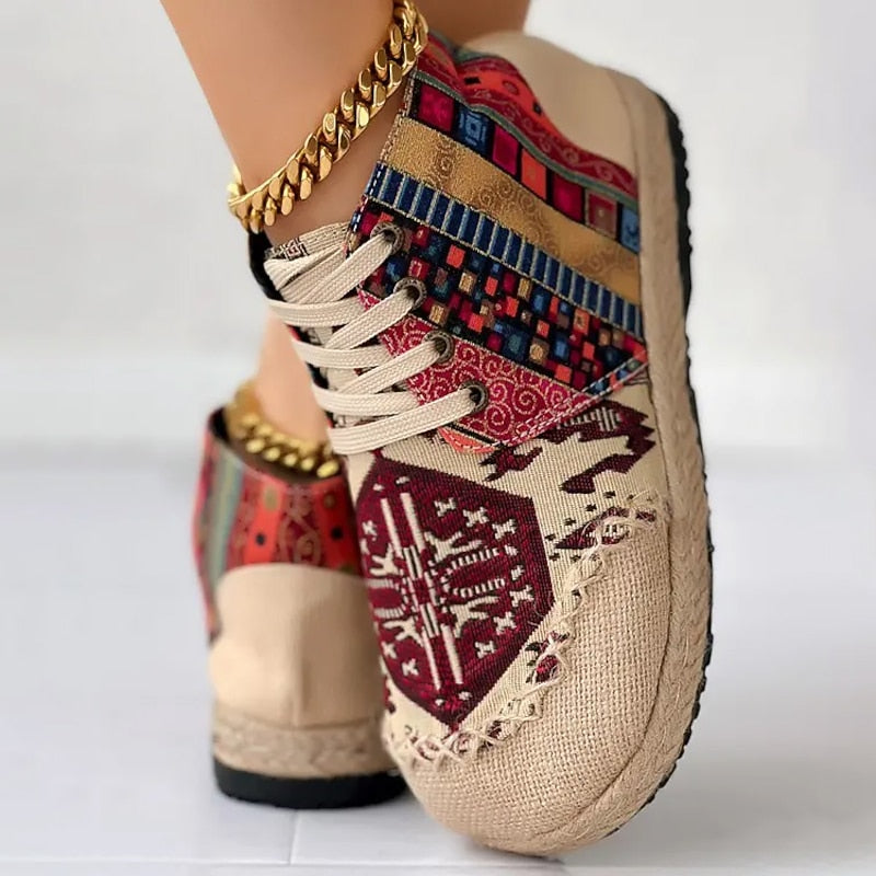 Talia | Boho Patroon Hoge Sneakers