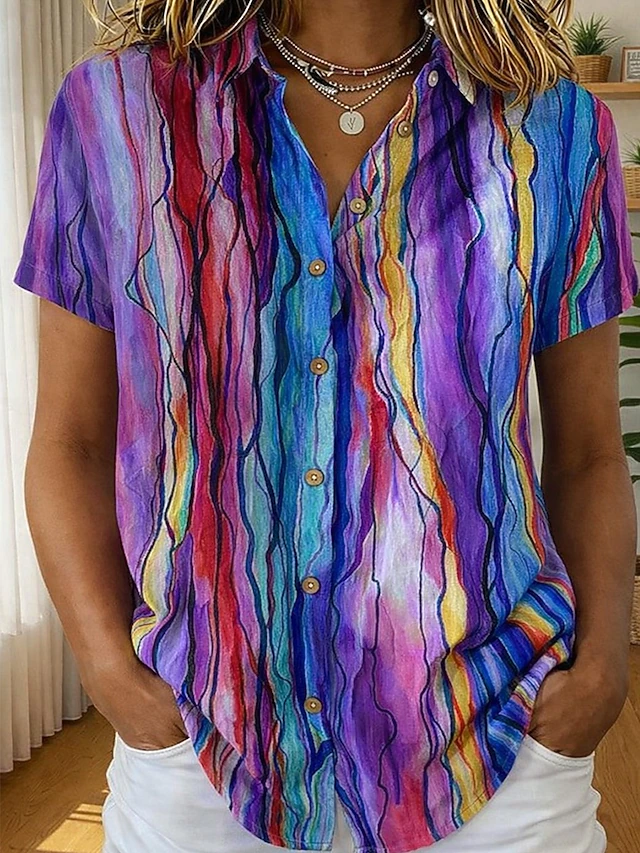 Simone | Kunstzinnige Korte Mouwen Shirt