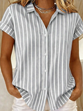 Sylvia | Gestreepte Korte Mouwen Blouse