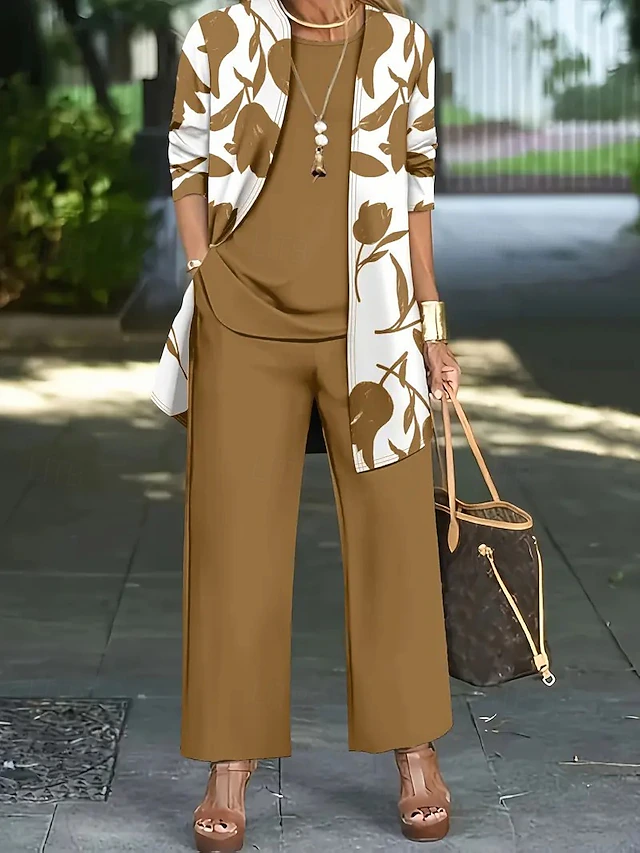 Clementine | Bloemen Drie-Delige Broek Set
