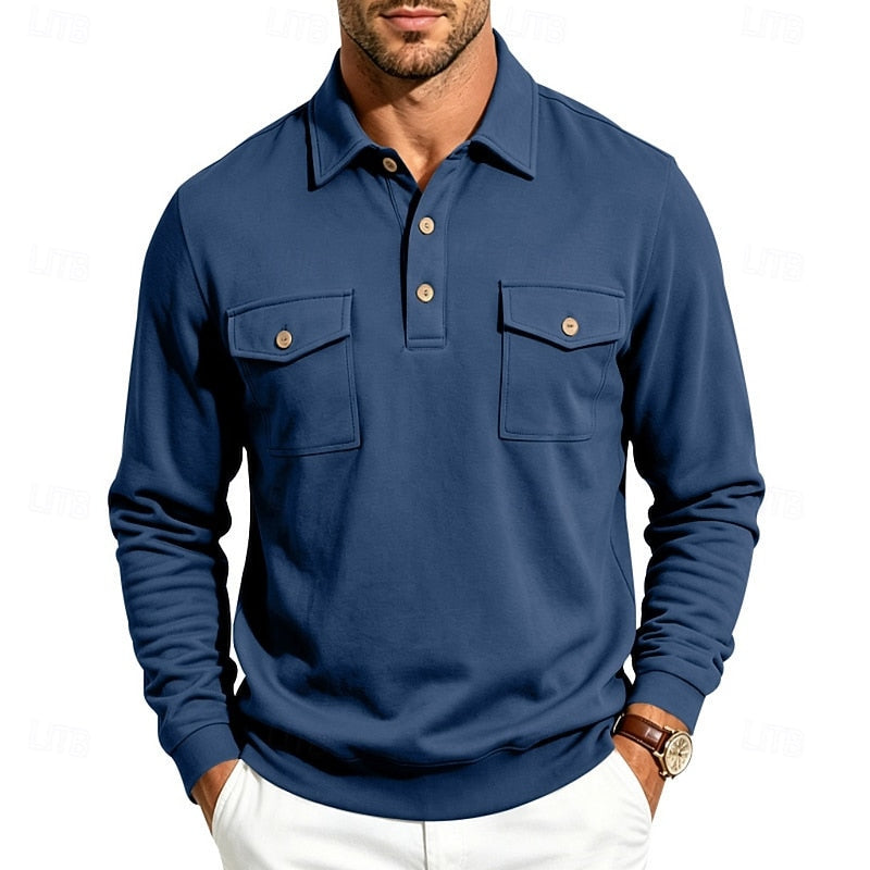Harold | Verfijnde Lange Mouwen Pocket Polo Shirt