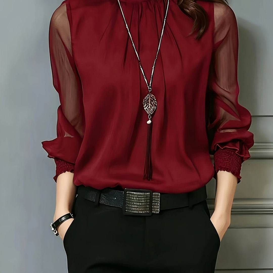 Ophelia | Blouse met Staande Kraag en Lange Mouwen