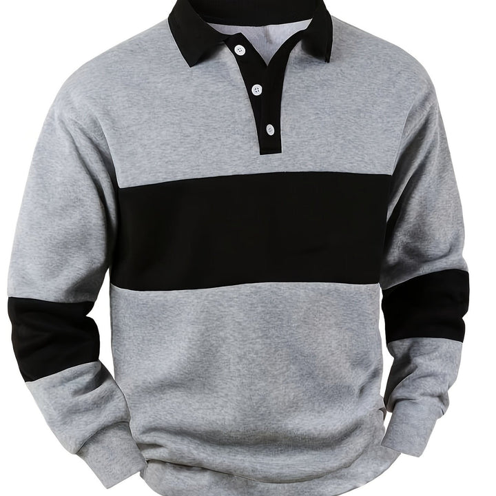 Grayson | Kleur-Block Lange Mouw Polo Shirt