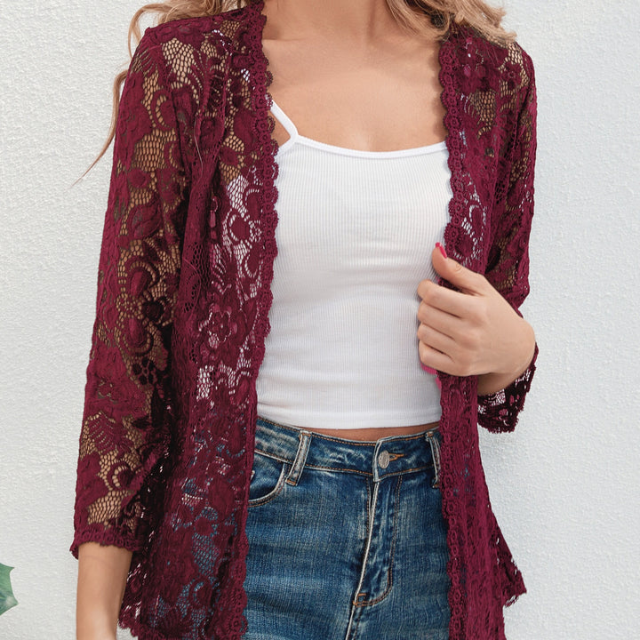 Cassandra | Bloemrijke Opengewerkte Cardigan