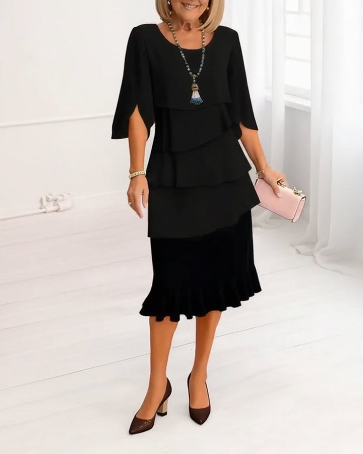 Patricia | Elegante Mid Sleeve Ruffle Jurk