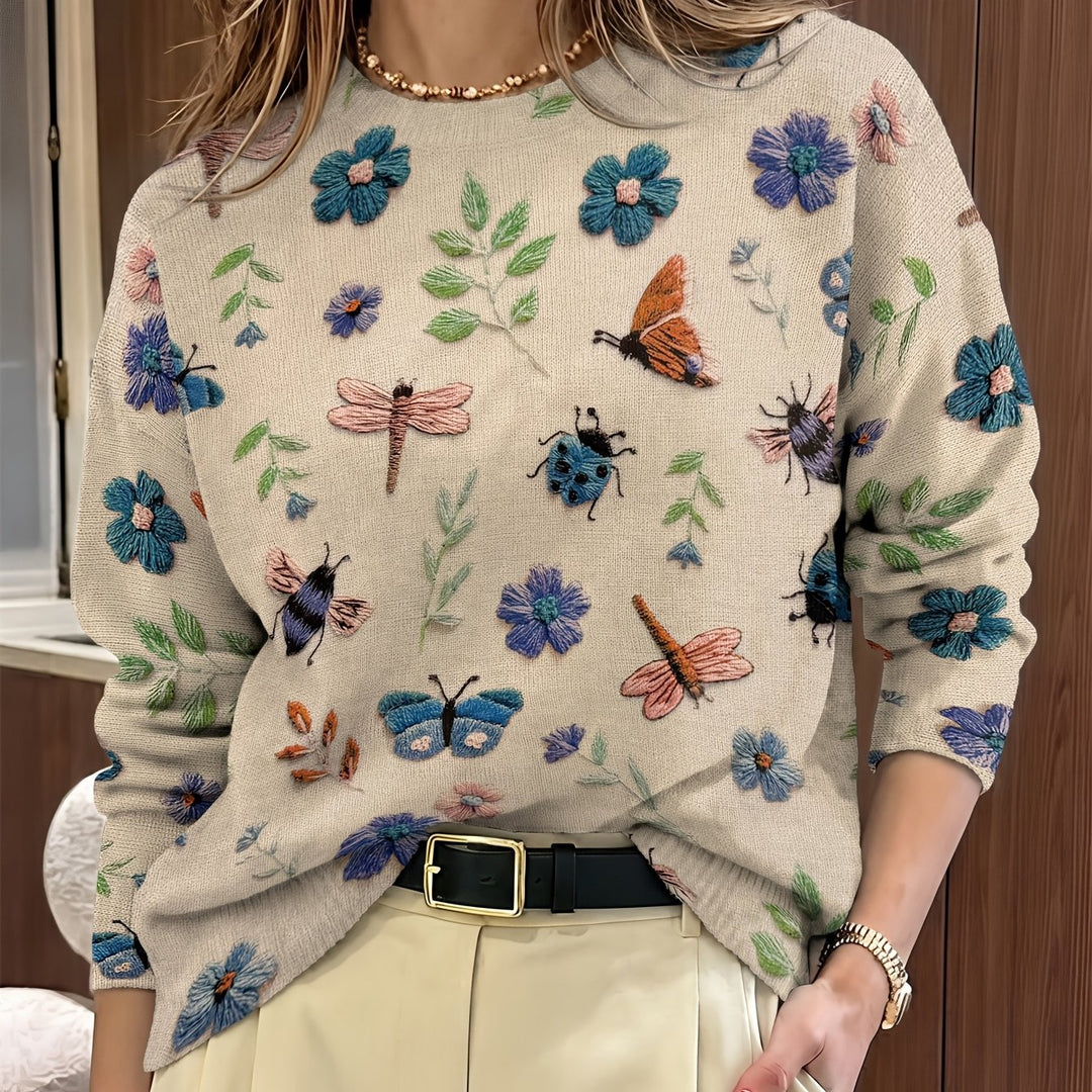 Elsie | Botanische Print Crewneck Trui