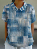 Amelia | Elegante Gestreepte Patchwork Shirt