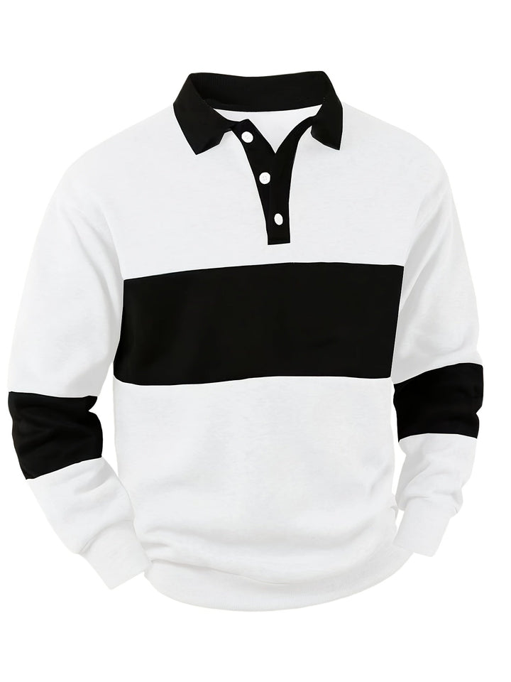 Grayson | Kleur-Block Lange Mouw Polo Shirt