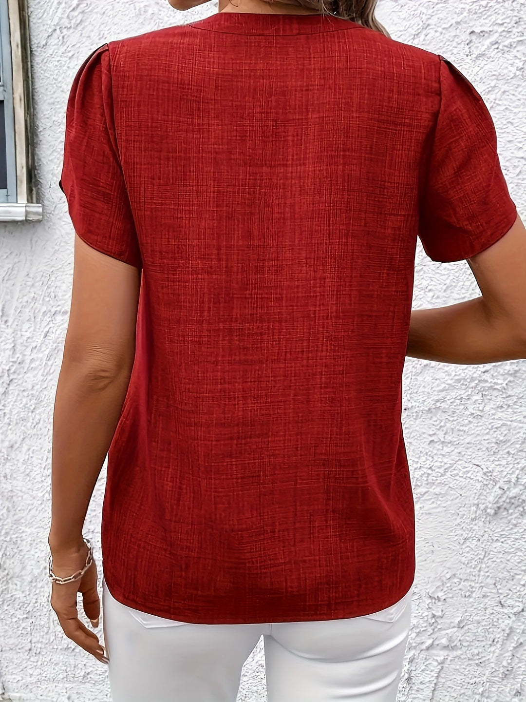 Heather | Blouse met Petal Mouwen en V-hals