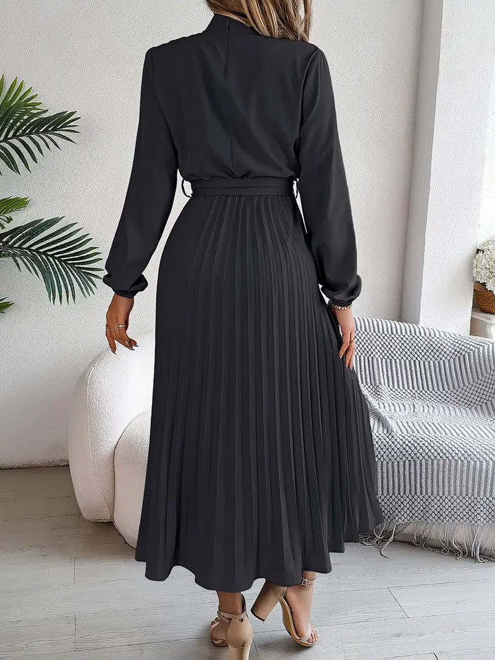 Isabelle | Midi-jurk met lange mouwen en ceintuur
