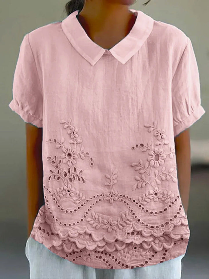 Holly | Elegante Bloem Borduursel Shirt