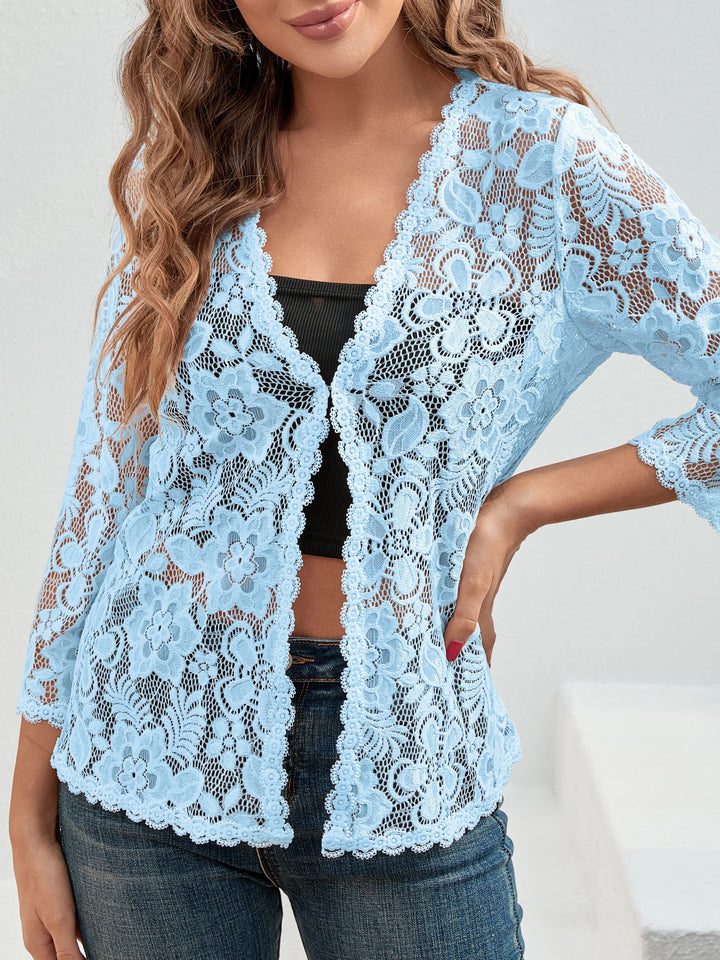 Cassandra | Bloemrijke Opengewerkte Cardigan