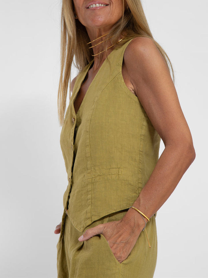 Lauren | Mouwloze V-Hals Vest &amp; Brede Pantalon Set