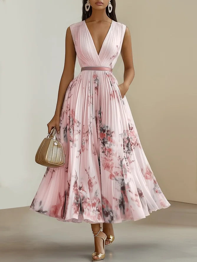 Betty | Elegante Mouwloze Lange V-Hals Jurk