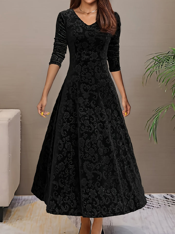 Adeline | Elegante Midi-jurk met Lange Mouwen