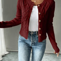 Eleanora | Kabelgebreide Knopen-Voorkant Cardigan