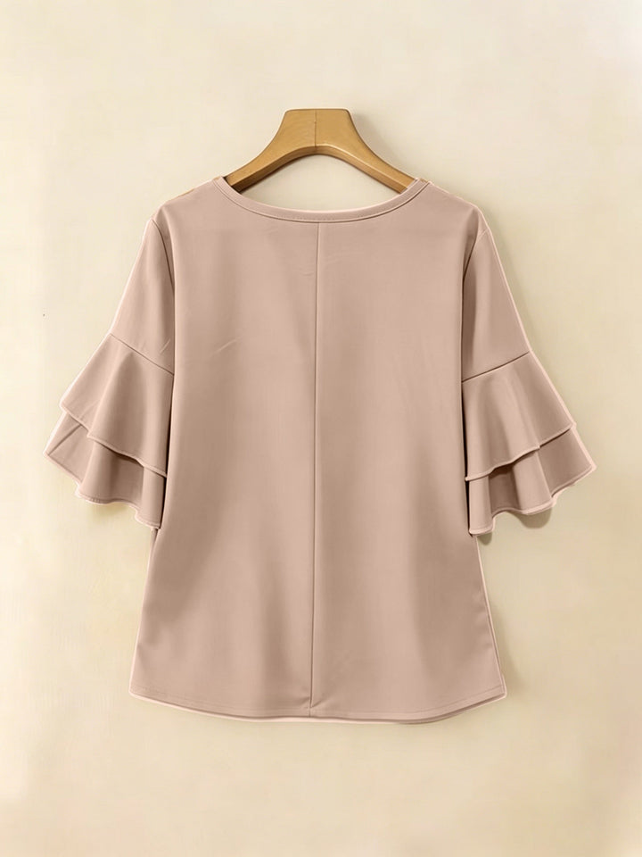 Karen | Blouse met Flared Mouwen en Plissé