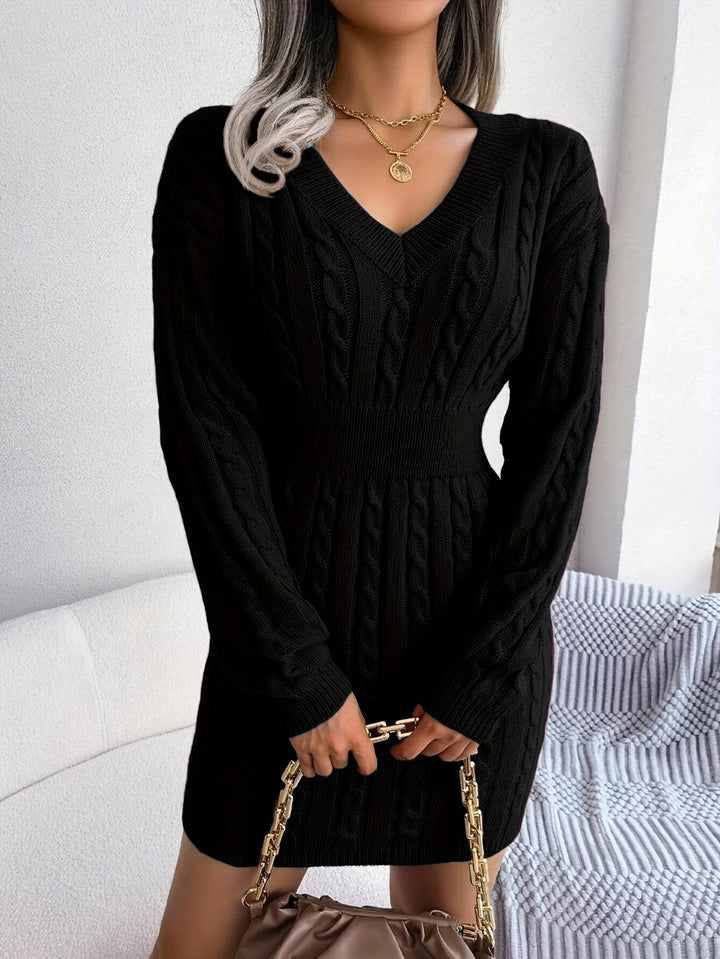 Felicity | Kabelgebreide Peplum Sweater Jurk