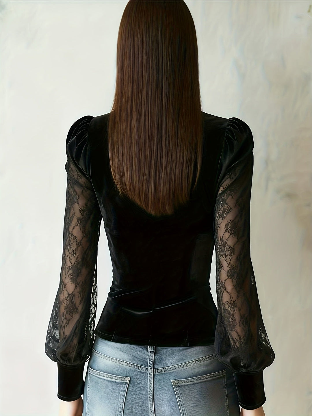 Eliana | Gestructureerde Blouse met Doorzichtige Mouwen