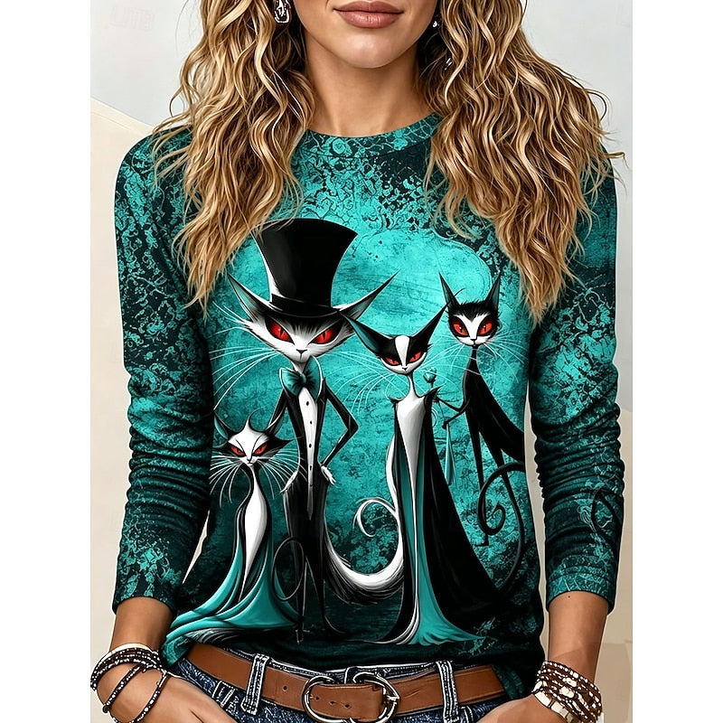 Katherine | Halloween Gothic Graphic Lange Mouwen Top