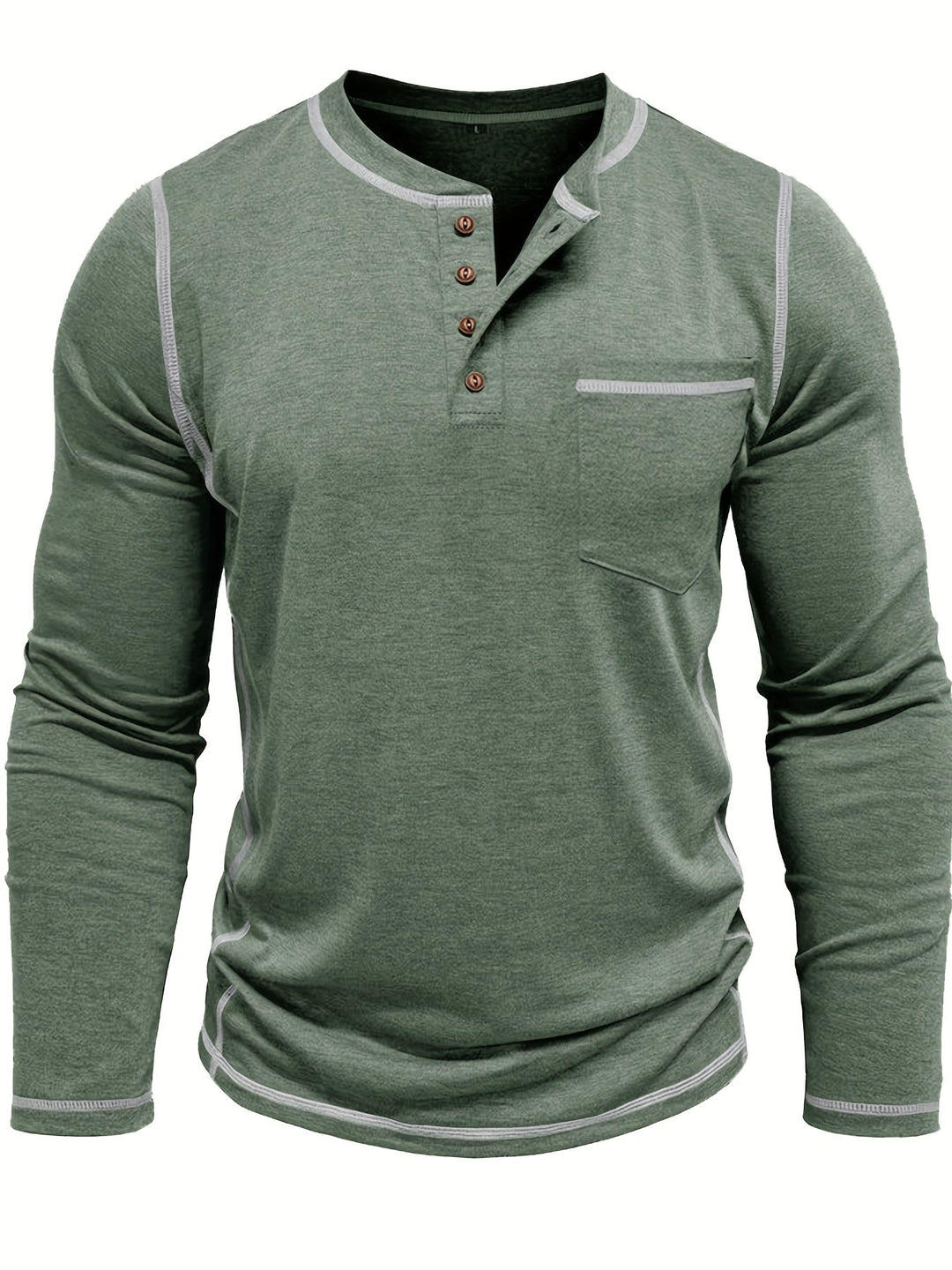 Reuben | Contrast-Stitch Lange Mouwen Henley