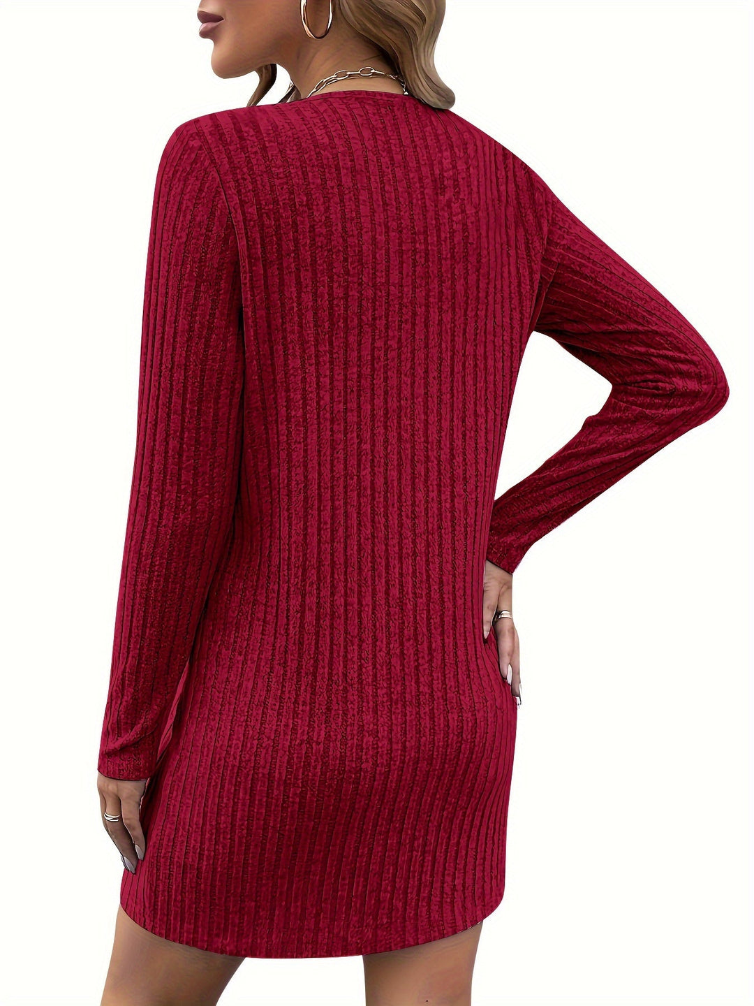 Bernice | Rits-Neck Geribbelde Jurk