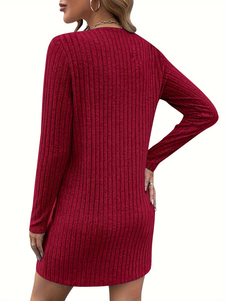 Bernice | Rits-Neck Geribbelde Jurk