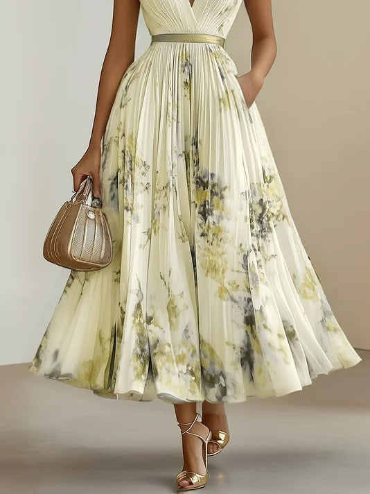 Betty | Elegante Mouwloze Lange V-Hals Jurk