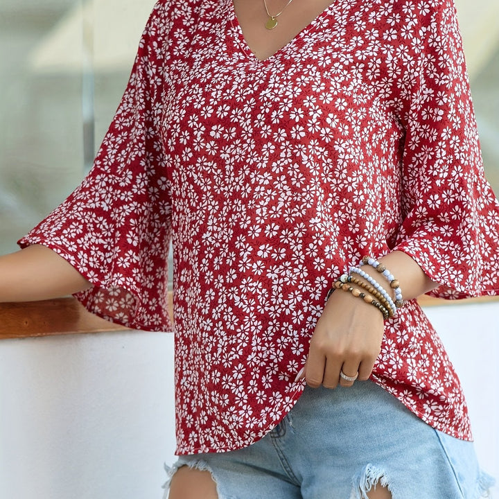Lorraine | Bloemige Blouse met Ruffle-Mouwen