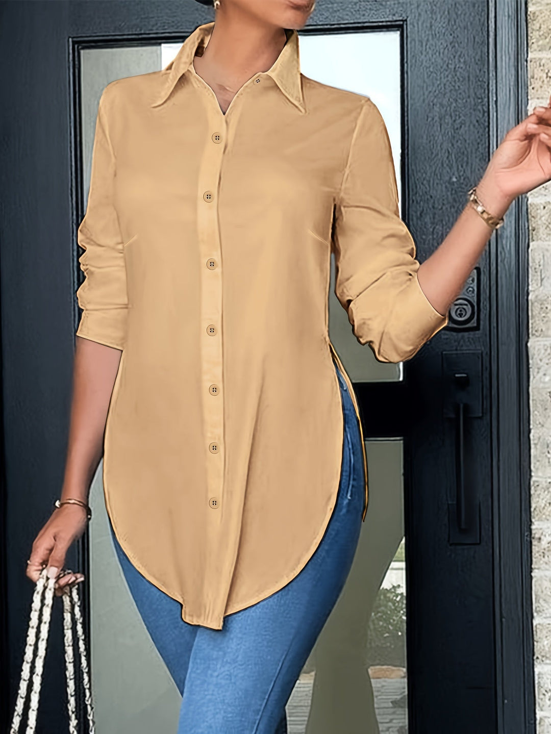Quinn | Verfijnde Knop-Voorkant Blouse