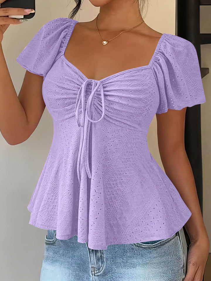 Josephine | Flutter-Mouw Peplum Top