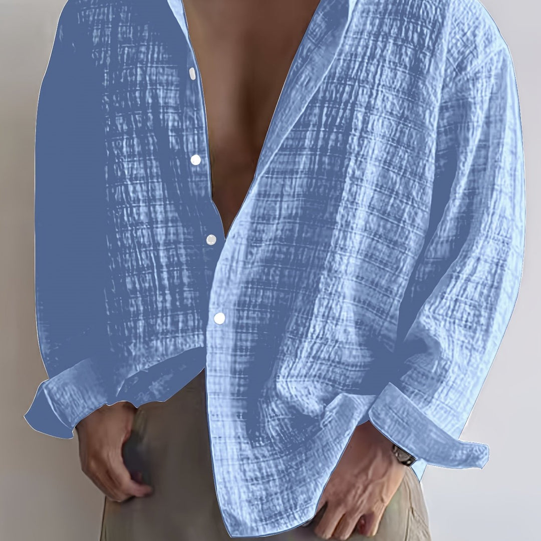 Rafael | Ontspannen Textured Lange Mouwen Shirt