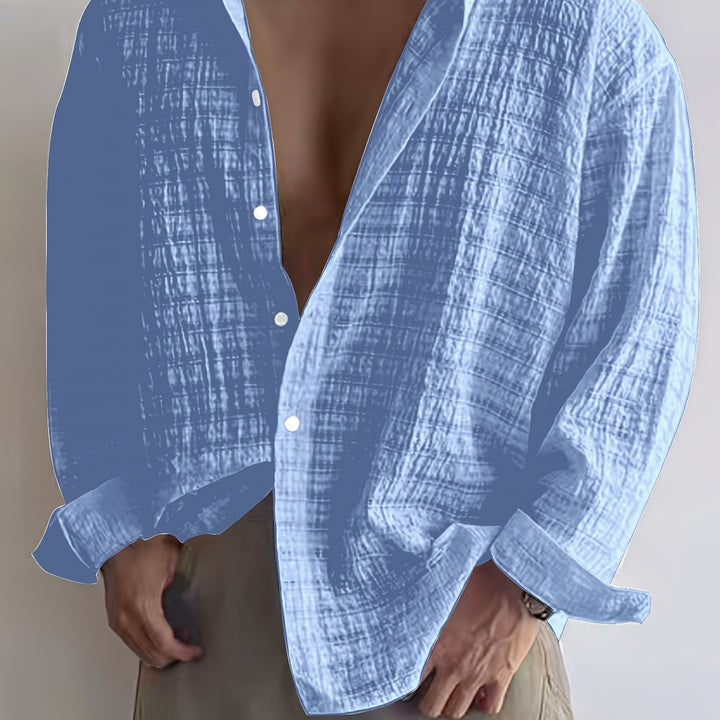 Rafael | Ontspannen Textured Lange Mouwen Shirt