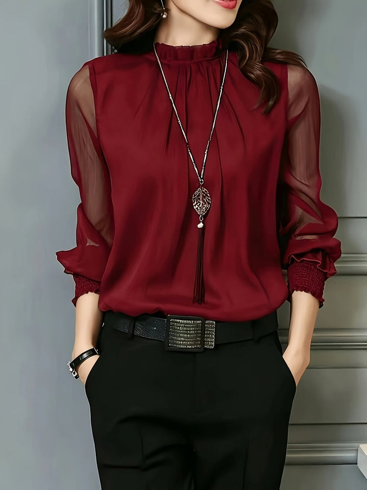 Ophelia | Blouse met Staande Kraag en Lange Mouwen